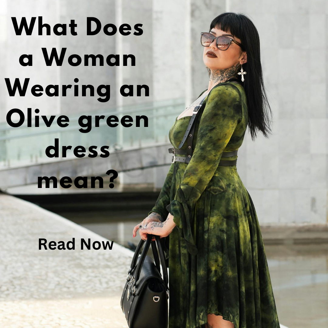 Women wears olive green dress