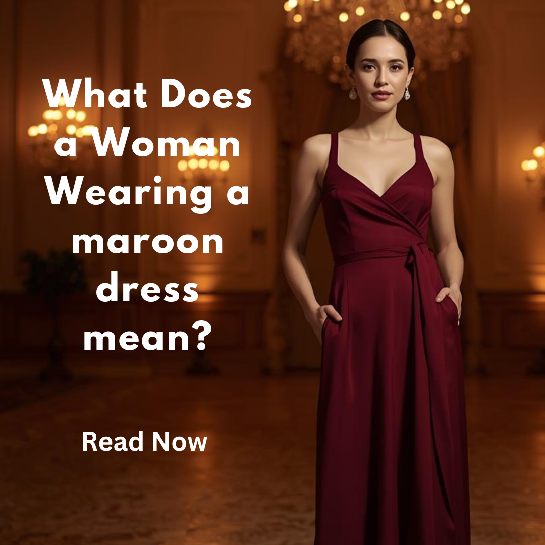 Women wears maroon dress 